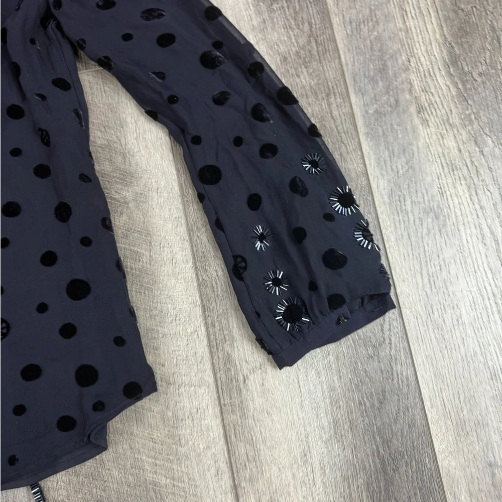 Tory‎ Burch Navy Velvet Burnout Blouse